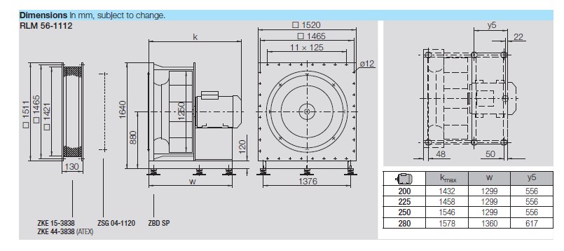 Габаритные размеры Nicotra RLM 56-1112-8D-37